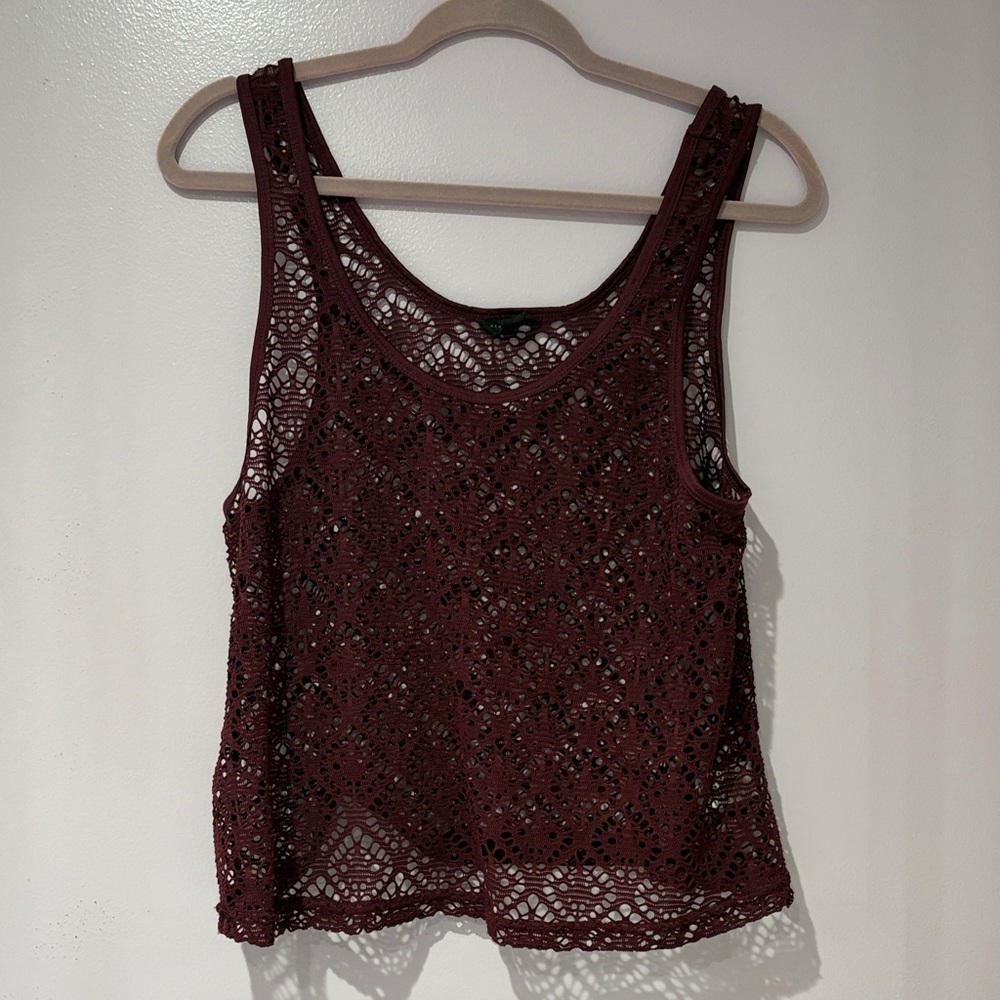 Aeropostale Burgundy Lace Tank Top